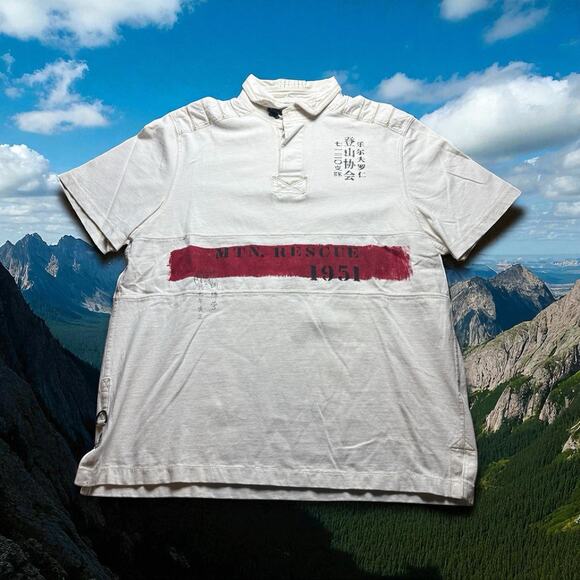Vintage Polo Ralph Lauren Mountain Rescue Polo Shirt Stripe 1990s Expedition XL - Picture 1 of 10